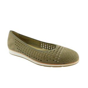 ARA High Soft Taupe Perforated Leather Ballet Flat Slip-on  Sneakers 7.5UK/10US